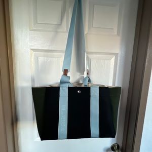 Rue De Verneuil Women’s Tote Medium Kaki Flannel Black Green Blue Logo Strap